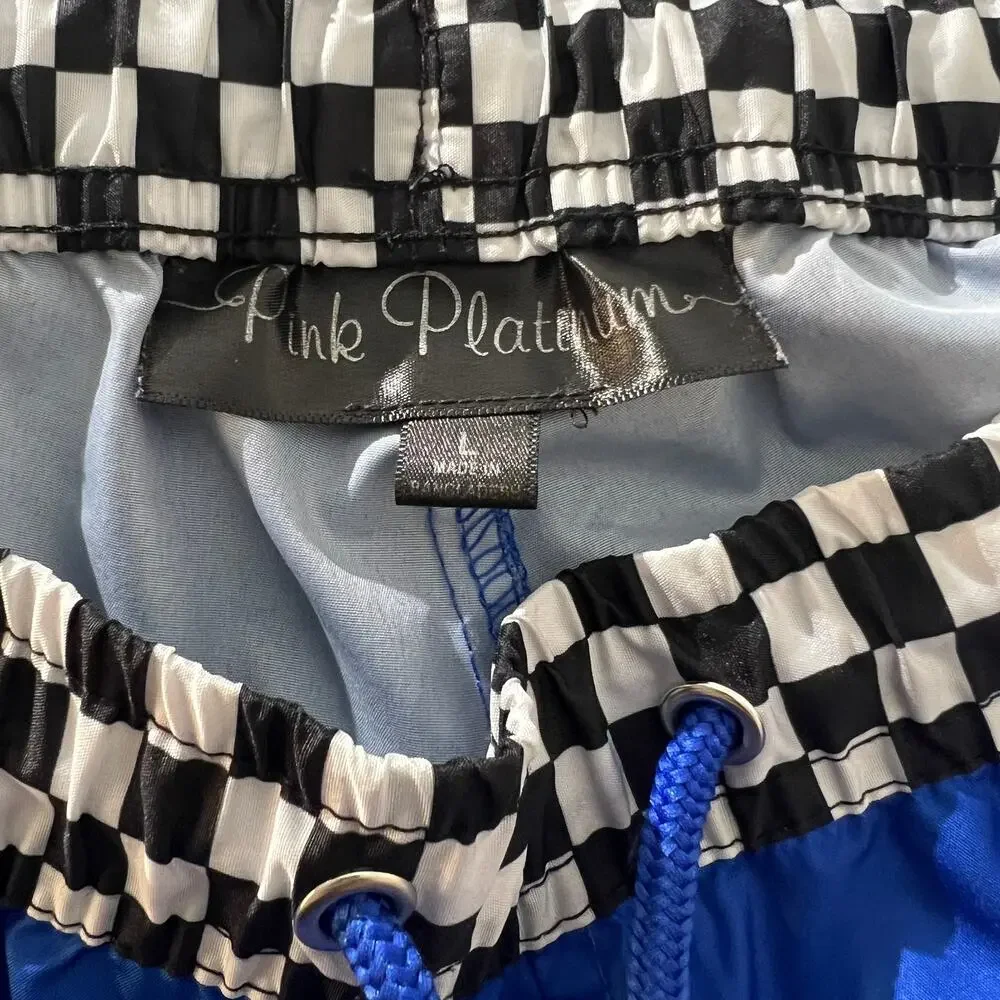 Pink Platinum Girls Racing Jacket Shorts Set Size L Checkered